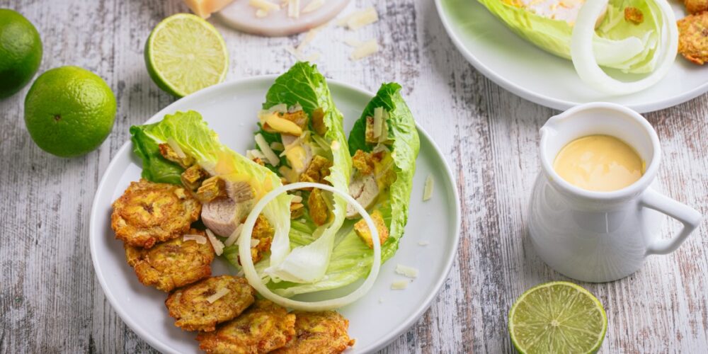 Cézár saláta tostones